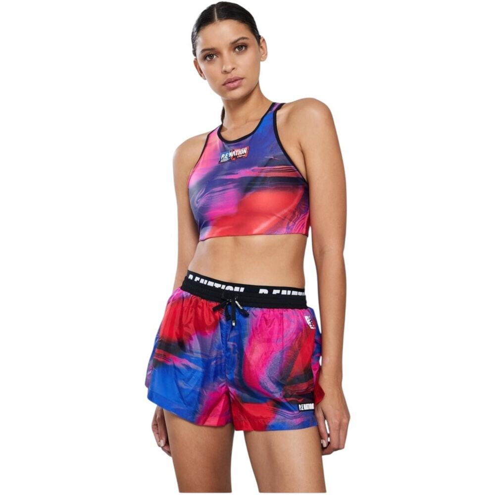 P.E. Nation Rewind Sports Bra Halter‎ Cross-Back Women's L Athletic Athleisure